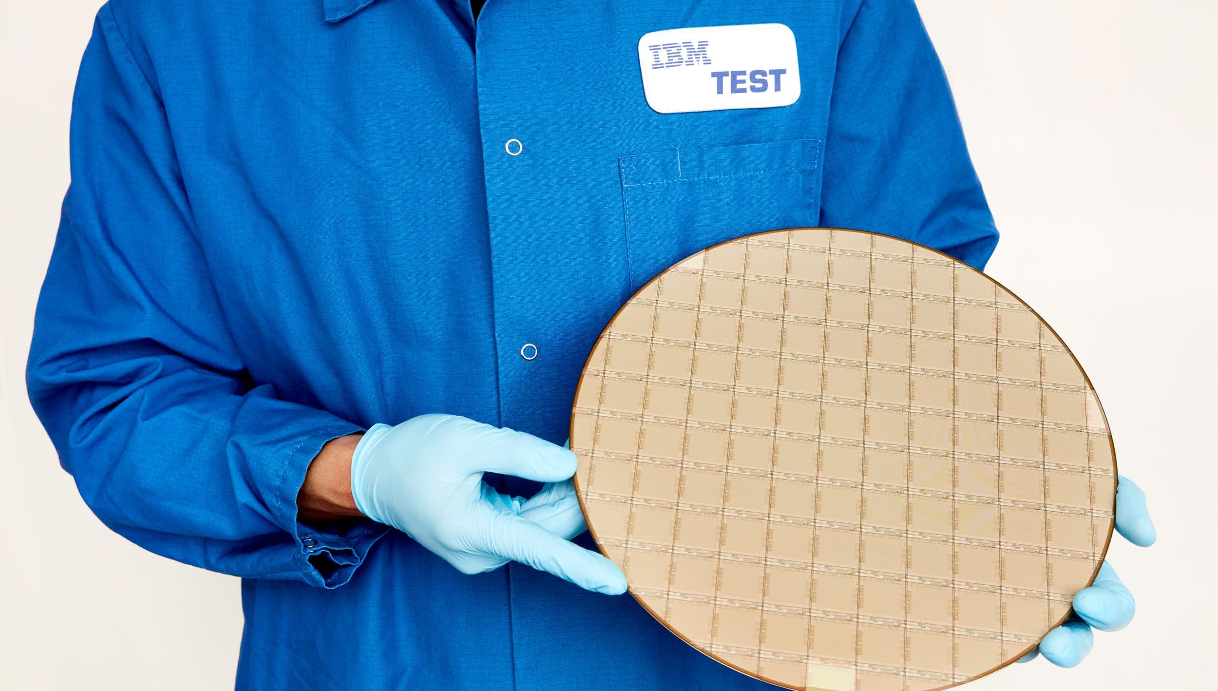 A collection of IBM Telum 7nm processors on a silicon wafer.