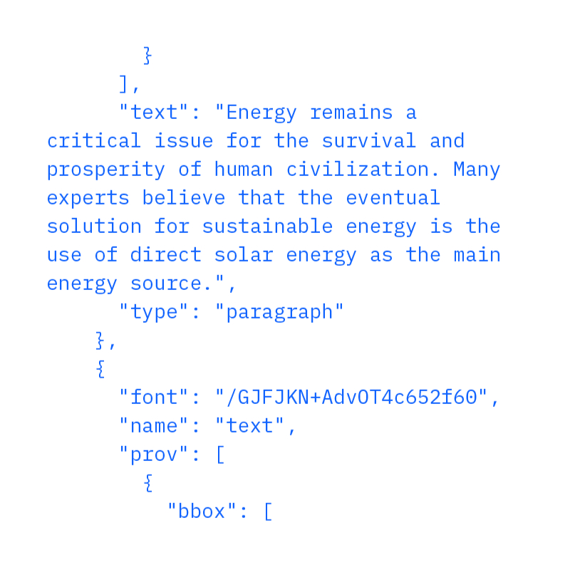 Graphic showing JSON extract from digital documents